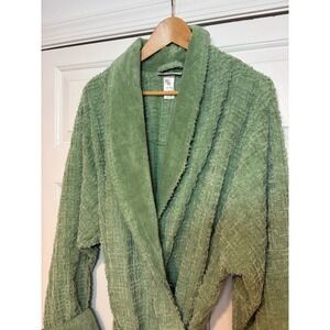 NorthStyle Women XL Spring Green Textured Chenille Spa Robe Cotton Blend Long
